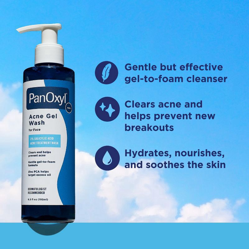 slide 6 of 9, PanOxyl Acne Gel Wash 2% Salicylic Acid 6.5oz Bottle, 6.5 oz