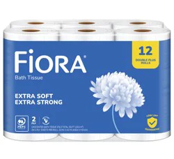 Fiora 2-Ply Extra Soft Extra Strong Unscented Double Plus Rolls Bath Tissue 12 Rolls