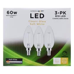 Green Watt B10 60-Watt Clear E12 LED Light Bulbs - Soft White