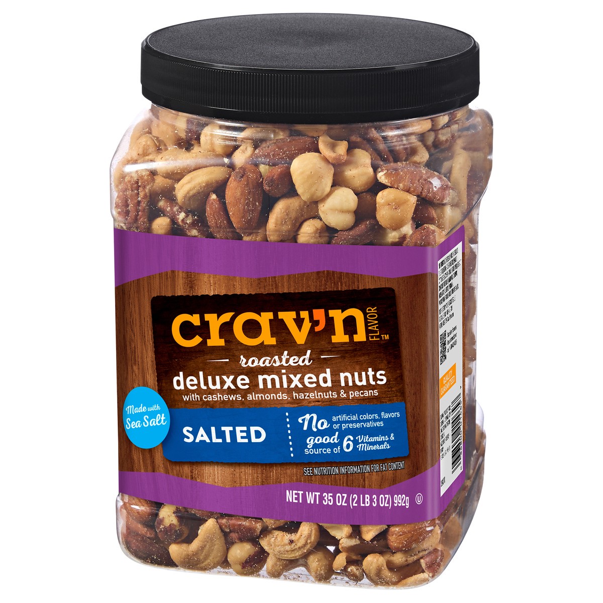 slide 3 of 4, Crav'n Flavor Roasted Salted Deluxe Mixed Nuts 35 oz, 35 oz