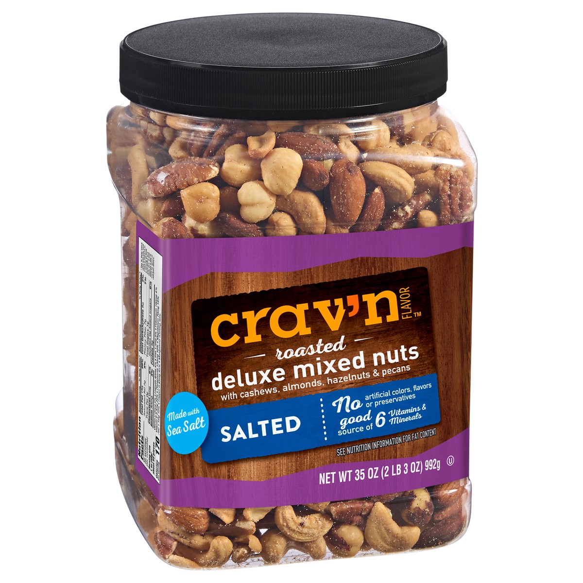 slide 2 of 4, Crav'n Flavor Roasted Salted Deluxe Mixed Nuts 35 oz, 35 oz