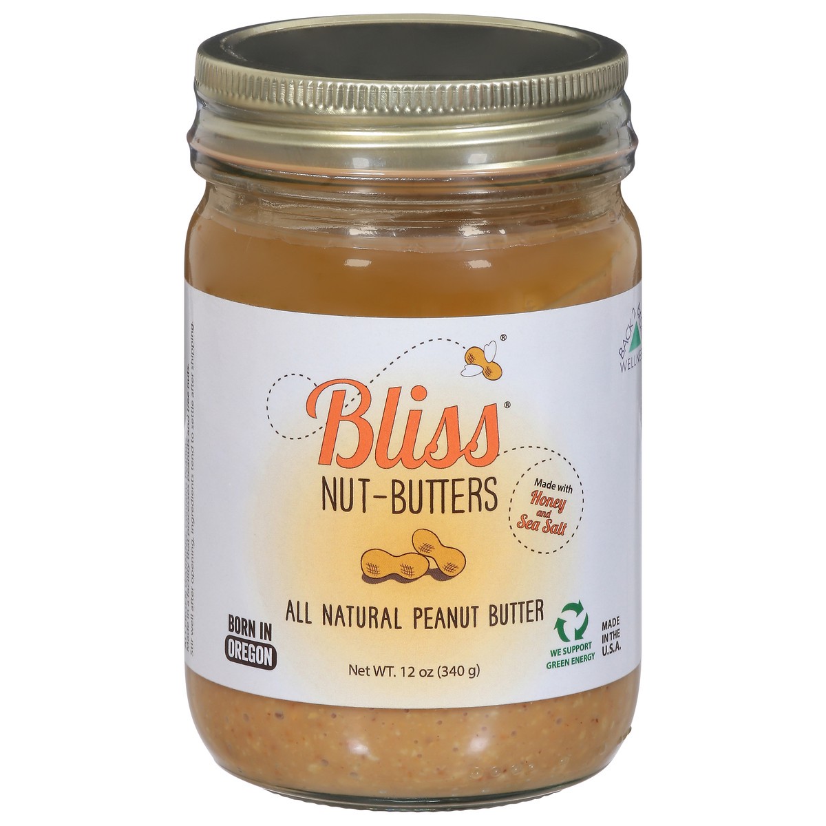 slide 1 of 1, Bliss All Natural Peanut Butter With Honey & Sea Salt, 12 oz