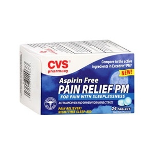 slide 1 of 1, CVS Pharmacy Aspirin Free Pain Reliever/Nighttime Sleep-Aid Pain Relief Pm Coated Tablets, 24 ct