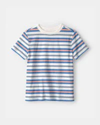 Kid Striped T-Shirt - Blue/Orange/Ivory Multi L