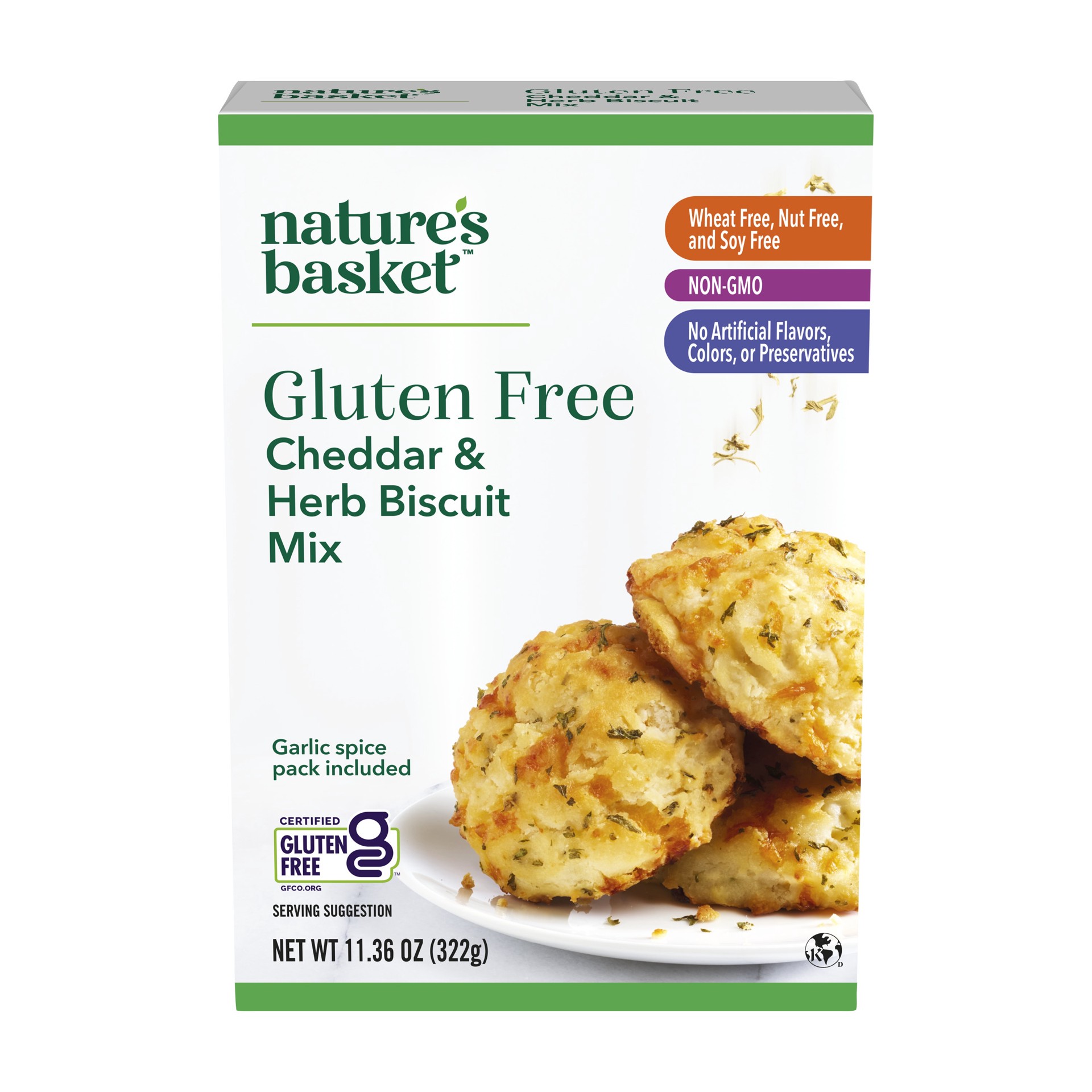 slide 1 of 1, nature's basket Gf Ched & Herb Biscuit Mix, 11.36 oz