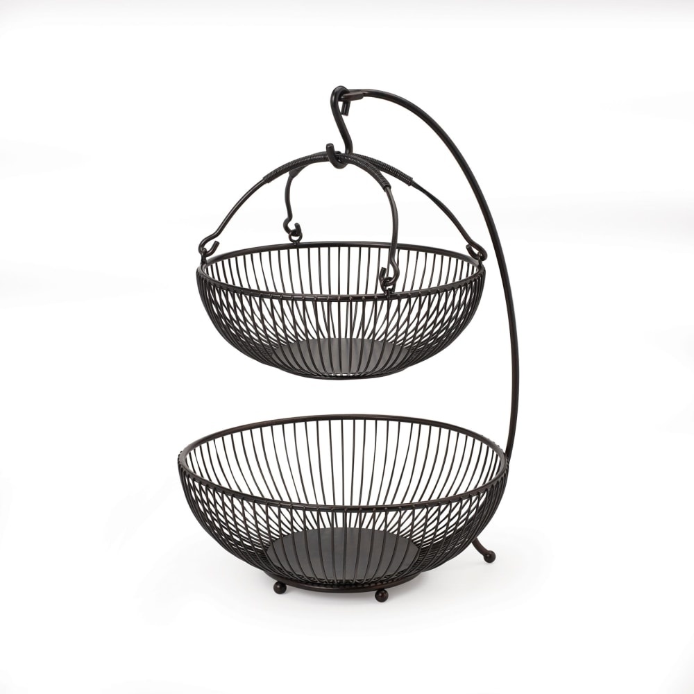 slide 1 of 1, Mikasa Gourmet Basics Spindle 2-Tier Basket with Banana Hook - 3 Piece, 18.25 in x 12 in