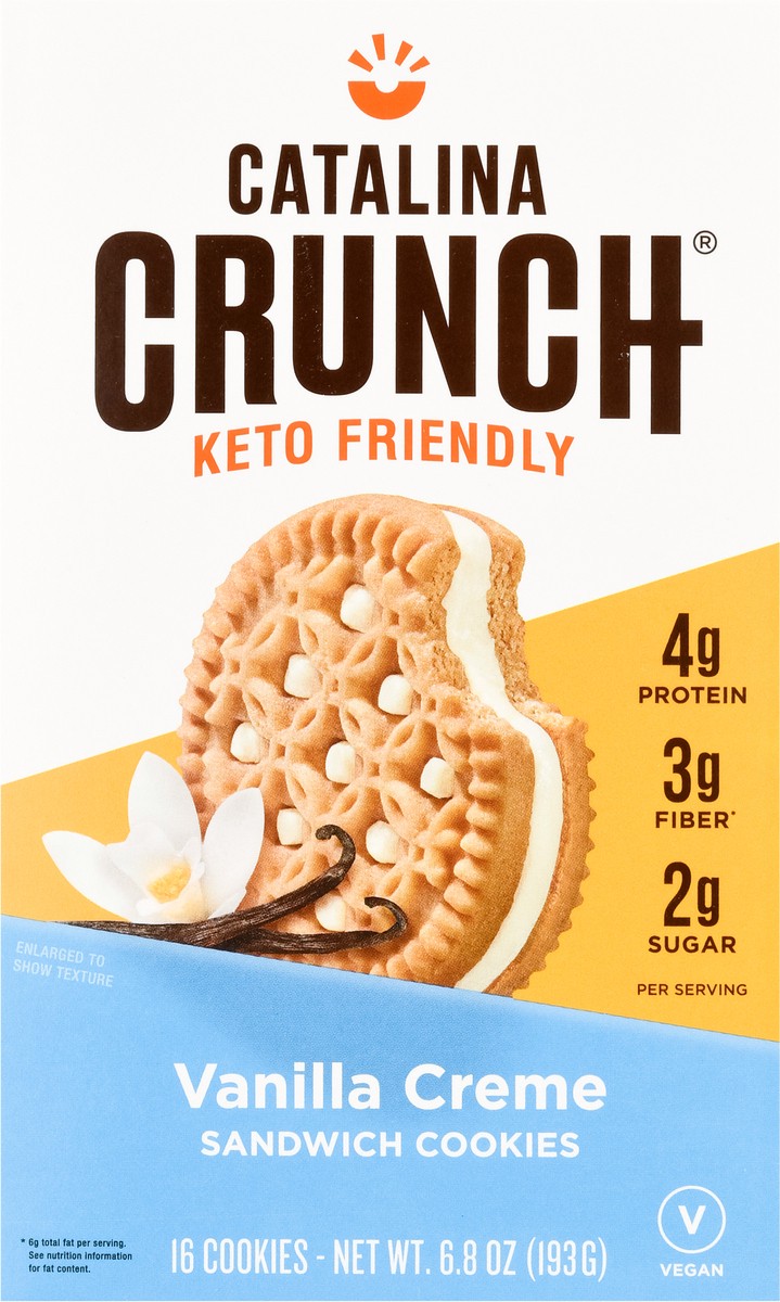 slide 2 of 15, Catalina Crunch Vanilla Creme Keto Sandwich Cookies, 6.8 oz, 16 ct