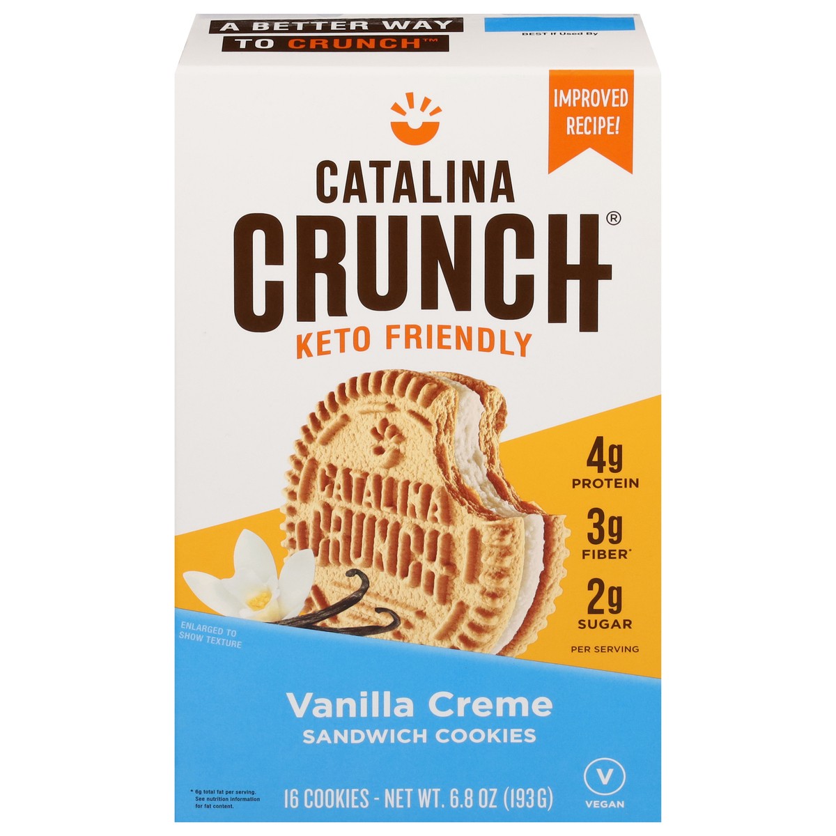 slide 1 of 15, Catalina Crunch Vanilla Creme Keto Sandwich Cookies, 6.8 oz, 16 ct