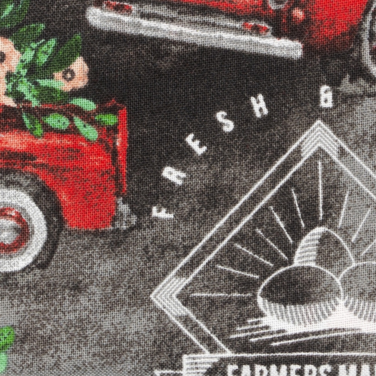 slide 3 of 3, Red Vintage Truck Cotton Fabric By Loops & Threads, 18 in x 21 in