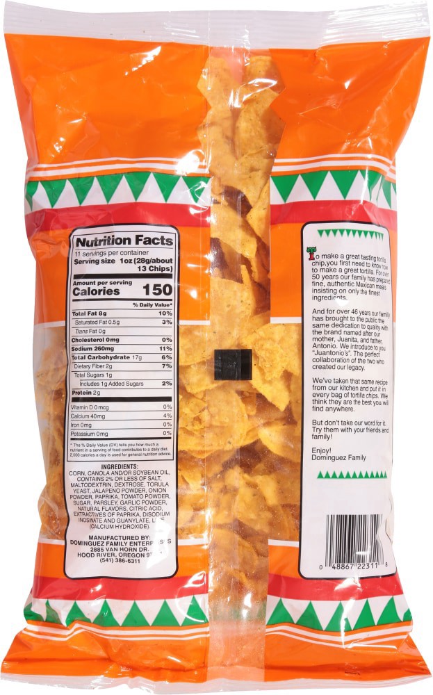 slide 2 of 2, Juantonio's Gluten Free Chilipeno Chips, 11 oz