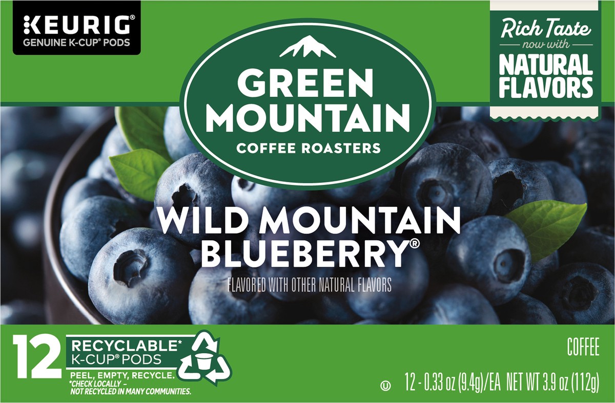 slide 4 of 7, Green Mountain Coffee Roasters Wild Mountain Blueberry Keurig Single-Serve K-Cup pods, Light Roast Coffee, 12 Count, 12 ct