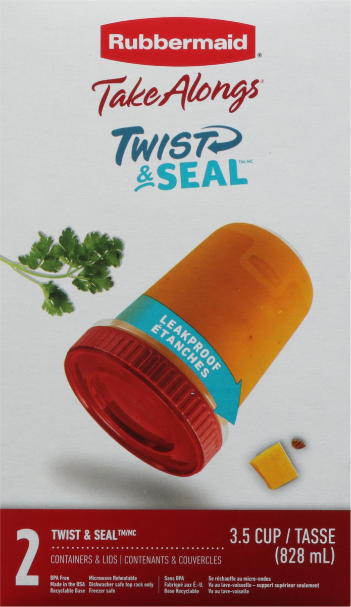 slide 9 of 11, Rubbermaid Take Alongs Twist & Seal Containers & Lids 3.5 Cup 2 ea, 2 ct