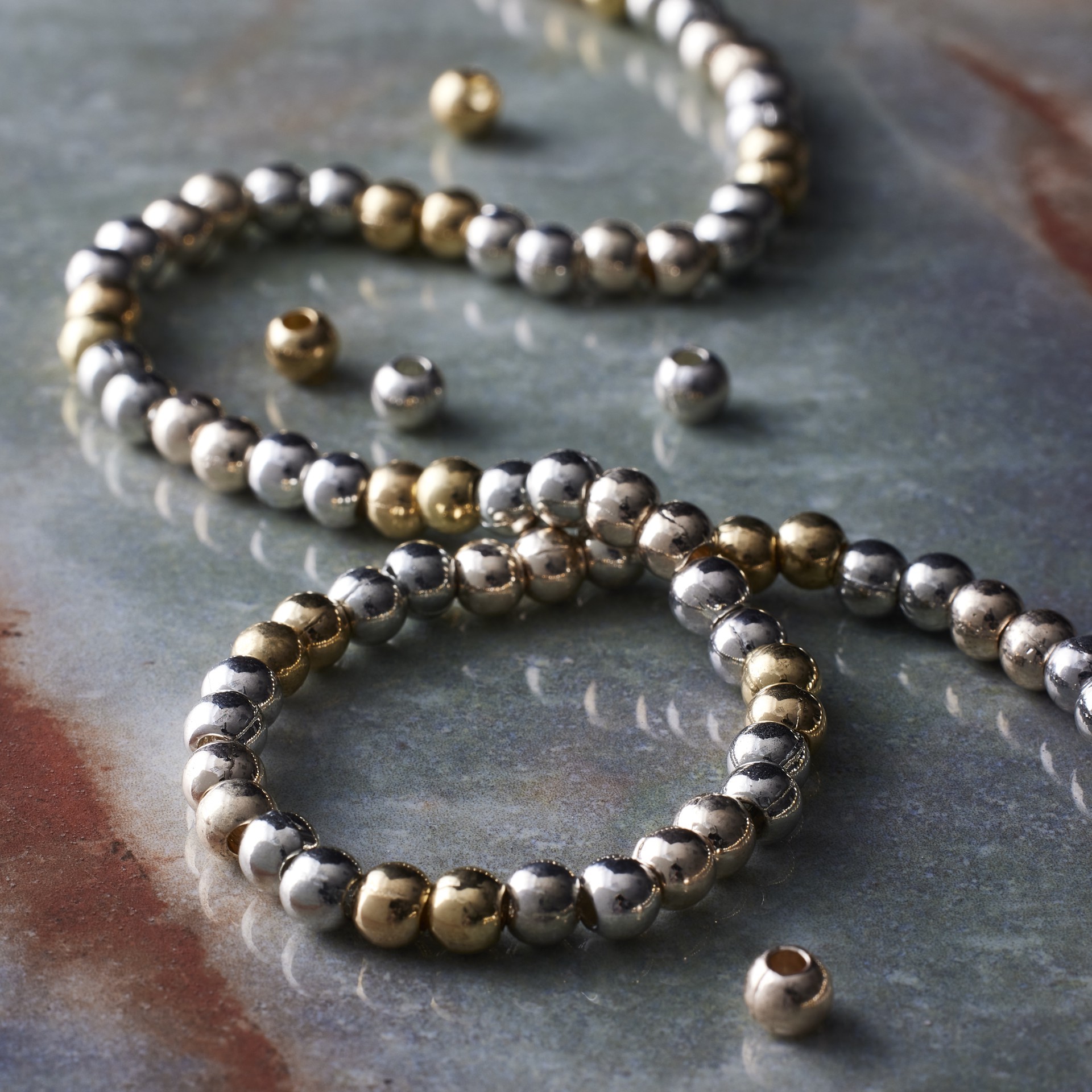 slide 2 of 3, Multicolor Metal Round Beads, 4mm By Bead Landing, 4 mm