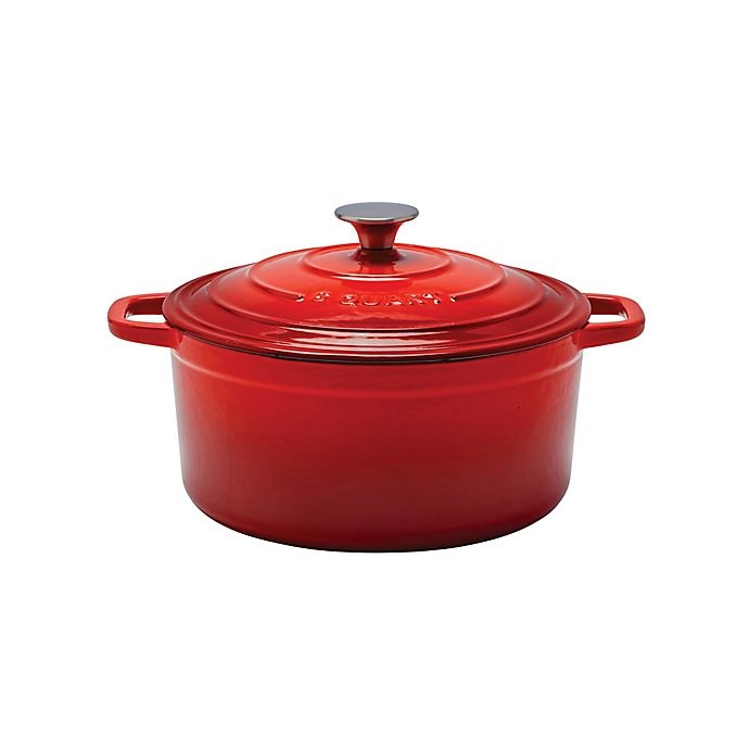 slide 1 of 7, Artisanal Kitchen Supply Enameled Cast Iron Dutch Oven - Red, 6 qt