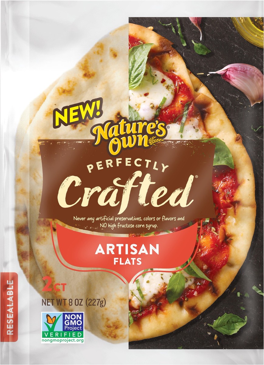 slide 5 of 8, Nature's Own Perfectly Crafted Artisan Flats, Non-GMO Naan Flatbread, 2 Count, 8.8 oz