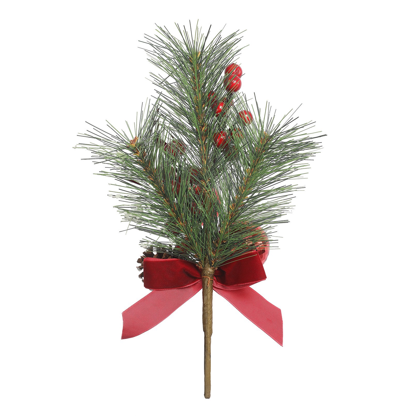 slide 2 of 3, 12" Red Berry, Ball Ornament & Pine Pick With Red Velvet Bow By Ashland, 12 in