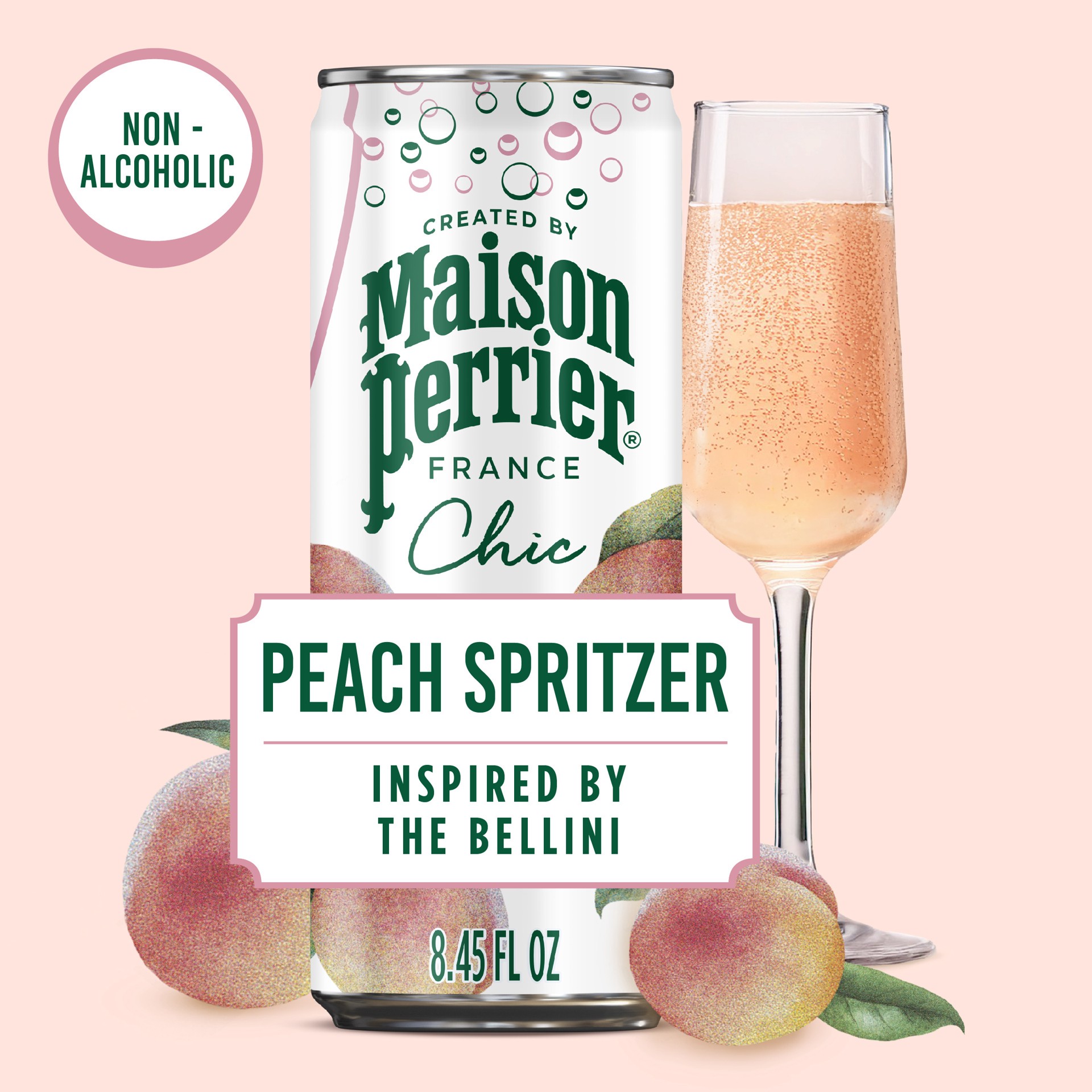 slide 7 of 7, Maison Perrier Chic Peach Spritzer, 8.45 FL OZ Can (4 Count), 4 ct