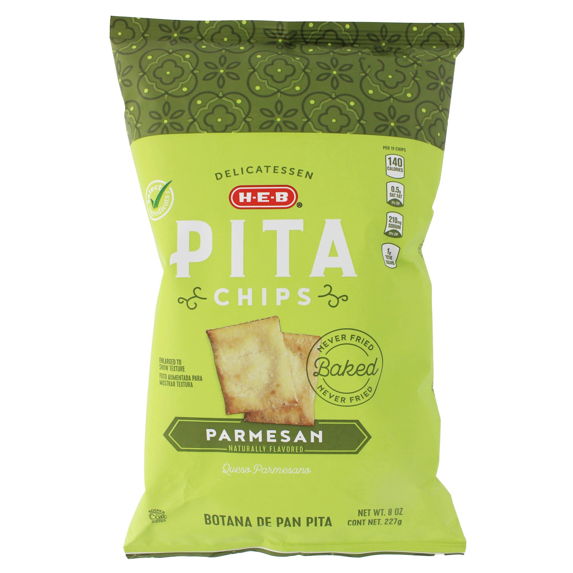 slide 1 of 1, H-E-B Parmesan Pita Chips, 8 oz