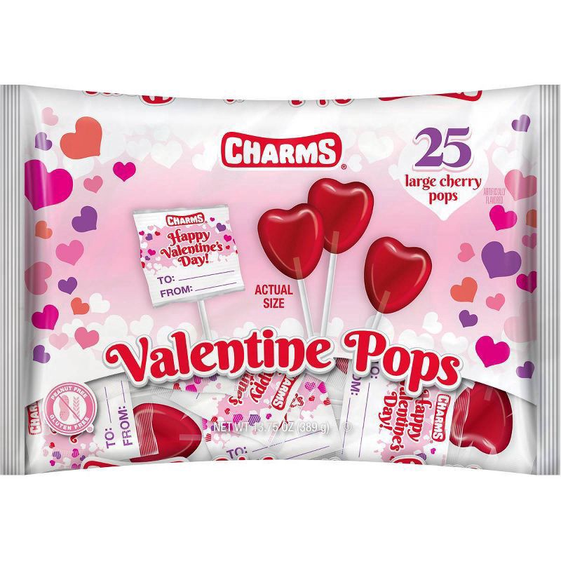 slide 1 of 1, Charms Valentine's Pops, 13.75 oz