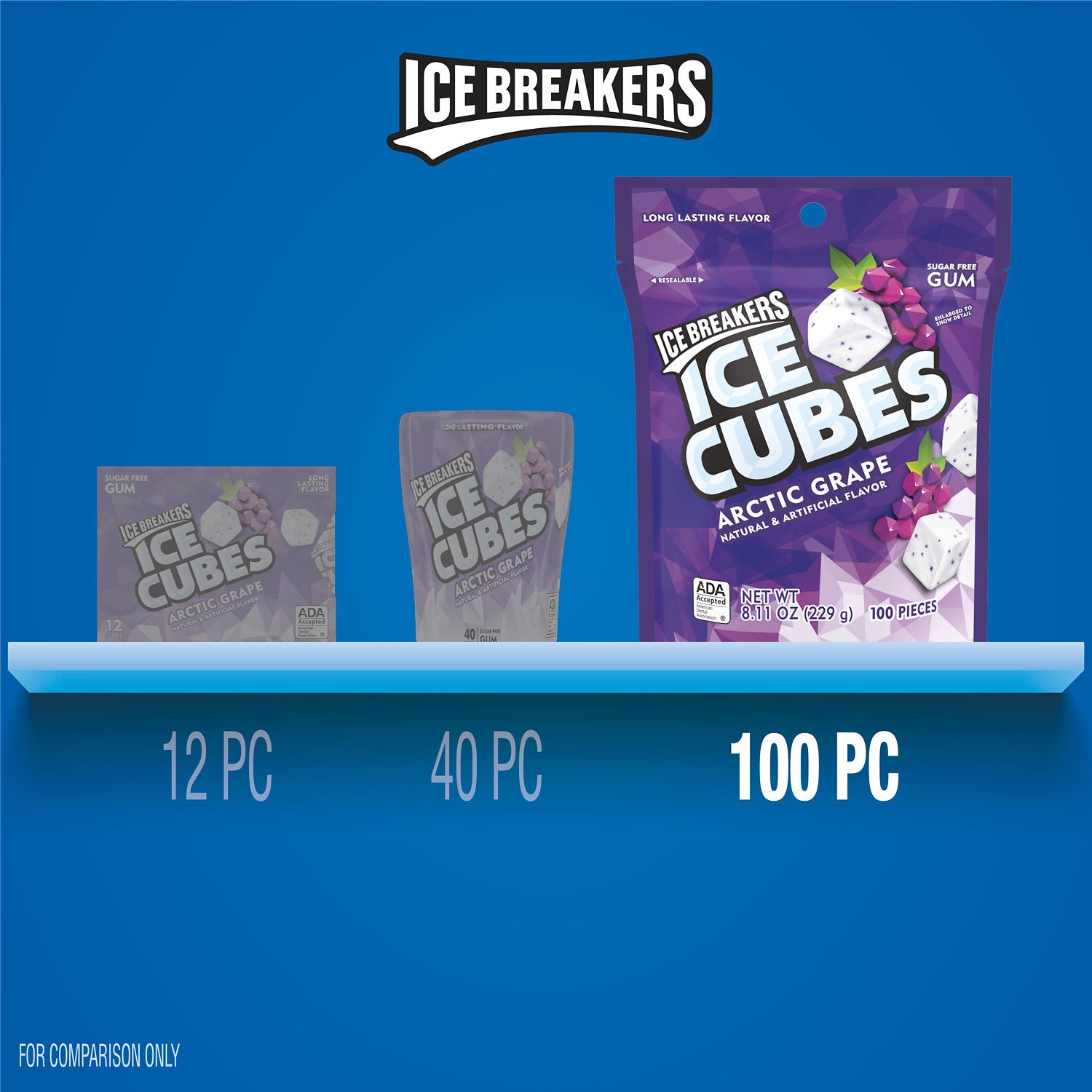 slide 6 of 9, Ice Breakers Gum, Sugar Free, Arctic Grape, 100 ct