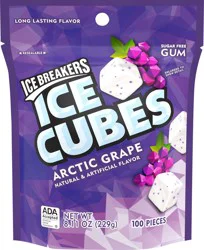 Ice Breakers Ice Cubes Arctic Grape Flavored Gum Pouch - 100 ct / 8.11 oz