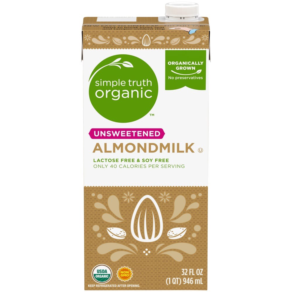 slide 3 of 3, Simple Truth Organic Unsweetened Almond Milk, 32 fl oz