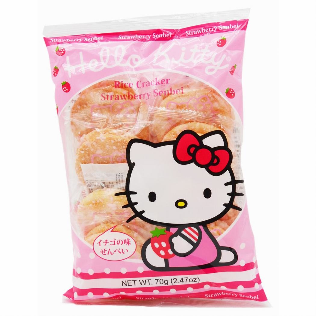 slide 1 of 1, Hello Kitty Strawberry Rice Crackers, 2.47 oz