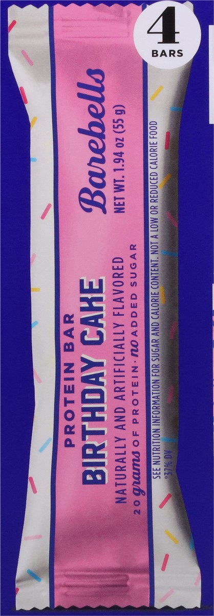slide 4 of 13, Barebells - 20g Protein Bar Birthday Cake (4 Count), 