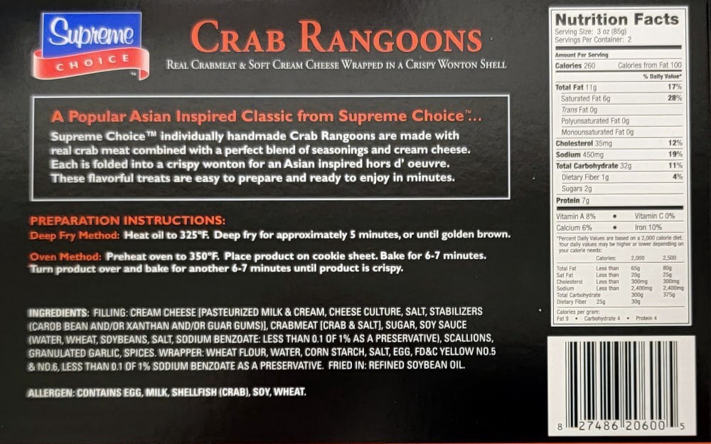 slide 2 of 2, Supreme Choice Crab Rangoons, 7 oz