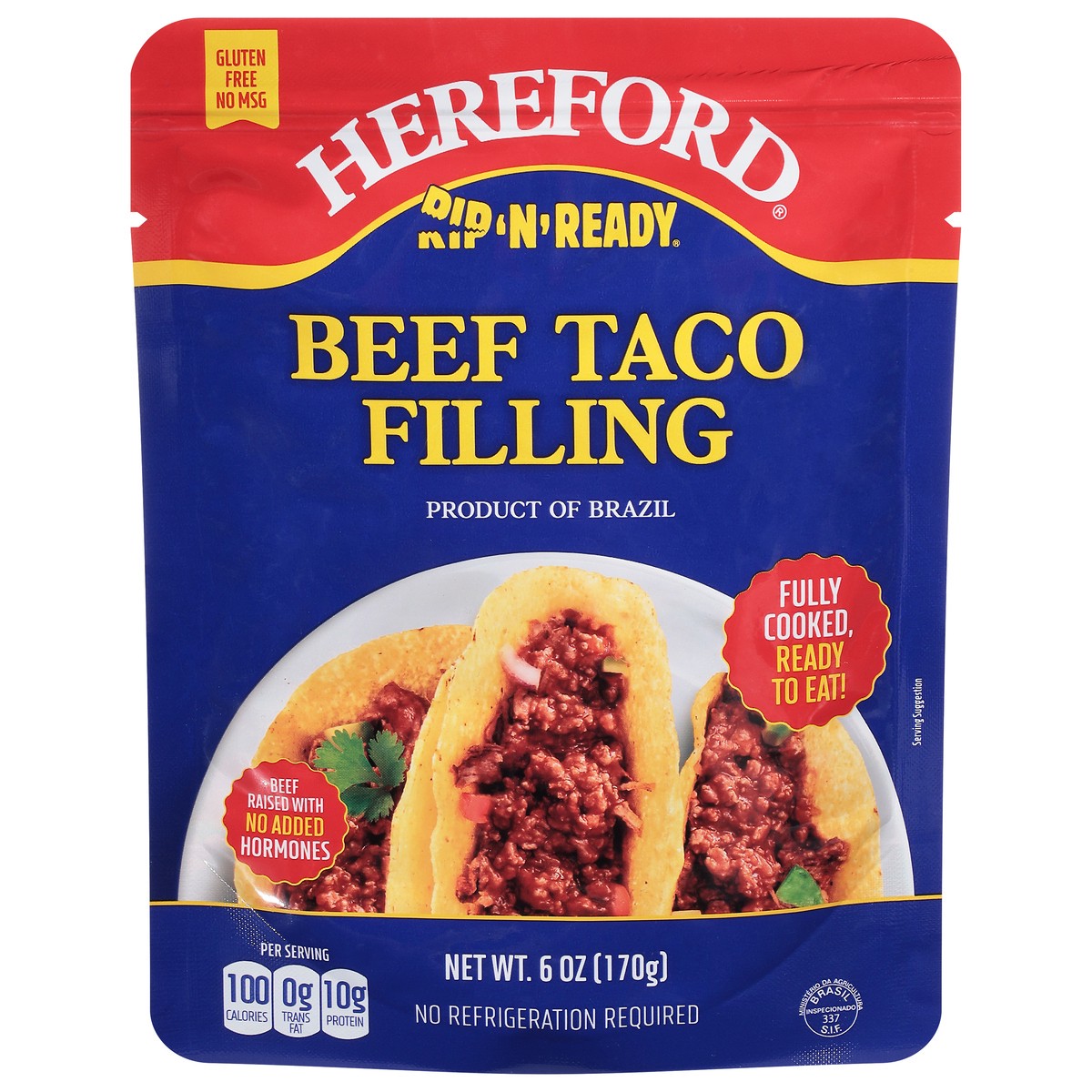 slide 1 of 9, Hereford Rip 'n' Ready Beef Taco Filling 6 oz, 1 ct