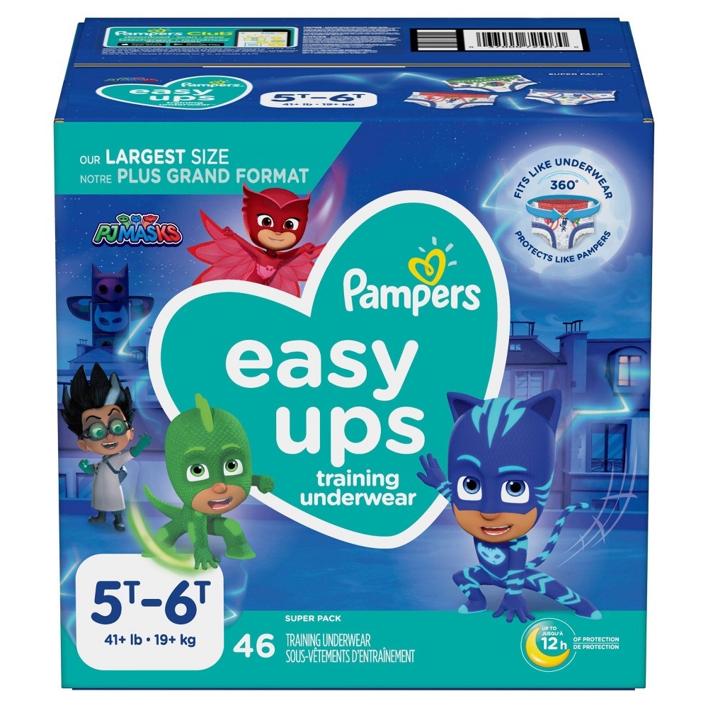 slide 7 of 8, Pampers Easy Ups Boys Training Underwear Super Pack Size 5T-6T, 46 ct