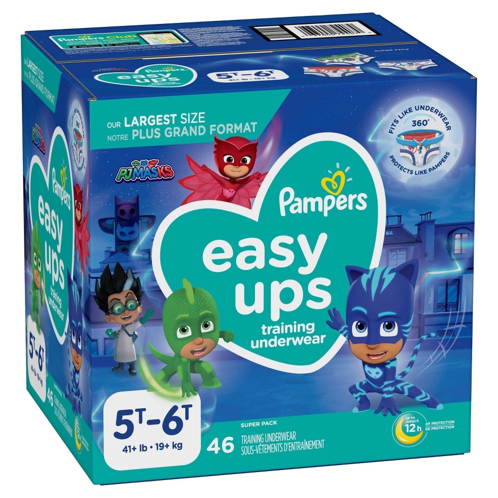 slide 8 of 8, Pampers Easy Ups Boys Training Underwear Super Pack Size 5T-6T, 46 ct