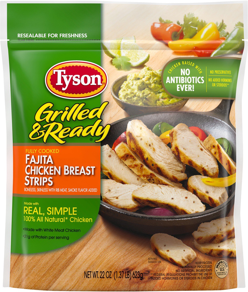 slide 6 of 7, Tyson Fajita Chicken Breast Strips, 22 oz