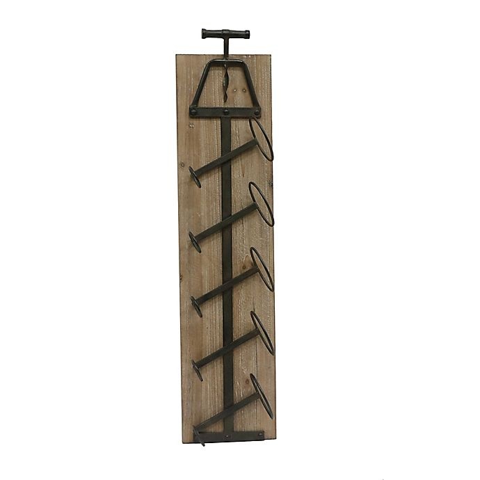 slide 1 of 1, Black Box 5-Bottle Wall Wine Rack - Brown, 1 ct