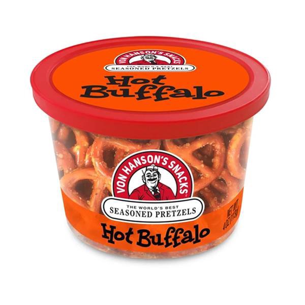 slide 1 of 1, Von Hansons Von Hanson's Hot Buffalo Seasoned Pretzels, 4 oz