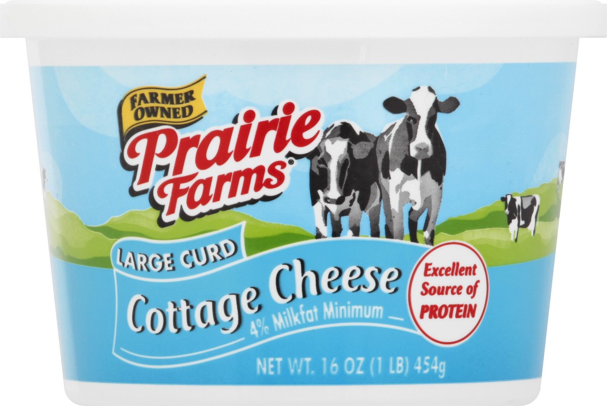 slide 1 of 12, Prairie Farms Large Curd 4% Milkfat Minimum Cottage Cheese 16 oz, 16 oz