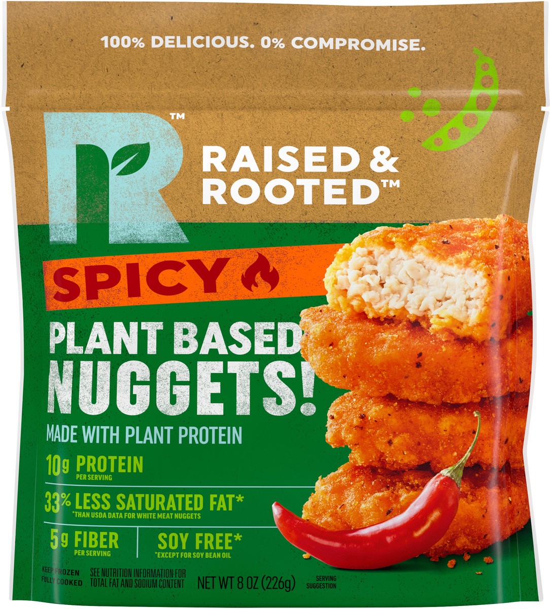 slide 3 of 5, Raised & Rooted™ Plant Based Spicy Nuggets, 8 oz (Frozen), 226.80 g