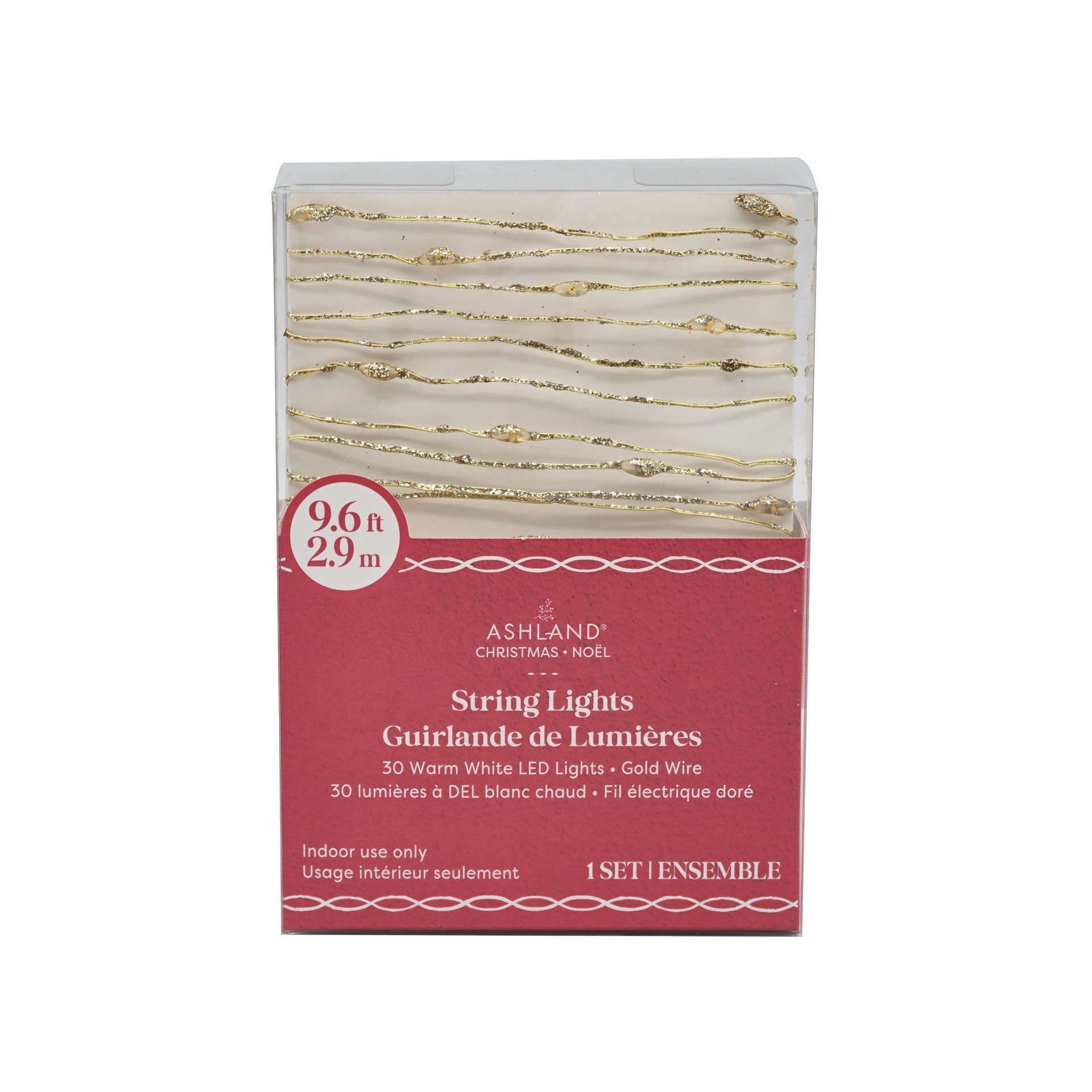 slide 3 of 3, 30ct. Warm White Led Bead String Lights On Gold Glitter Wire By Ashland, 30 ct