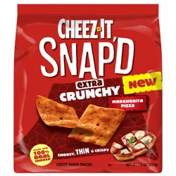 Cheez-It Snap'd Cheesy Baked Snacks, Thin Crisps, Lunch Snacks, Extra Crunchy Margherita Pizza, 7.5oz Bag, 1 Bag