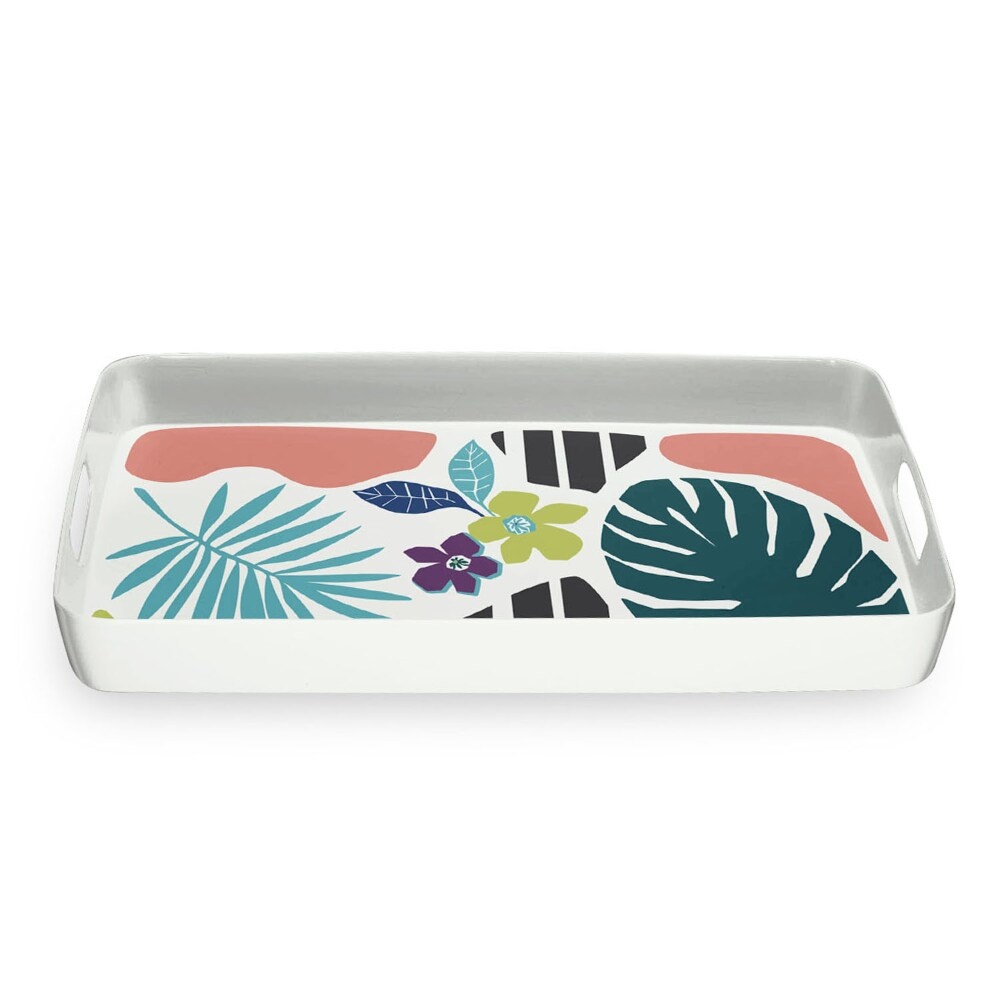 slide 1 of 1, Hd Designs Outdoors Rectangle Sunshine Stripe Serve Tray, 19 in