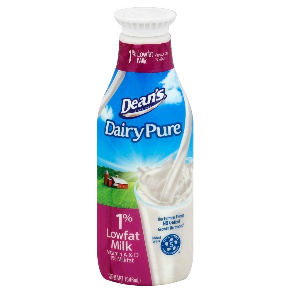 slide 2 of 2, Dairy Pure 1% Lowfat Milk Paper Carton, 1 qt