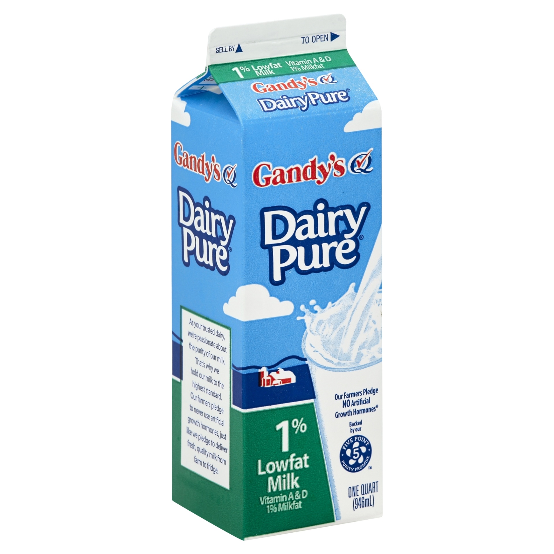 slide 1 of 1, Dairy Pure 1% Lowfat Milk Paper Carton, 1 qt
