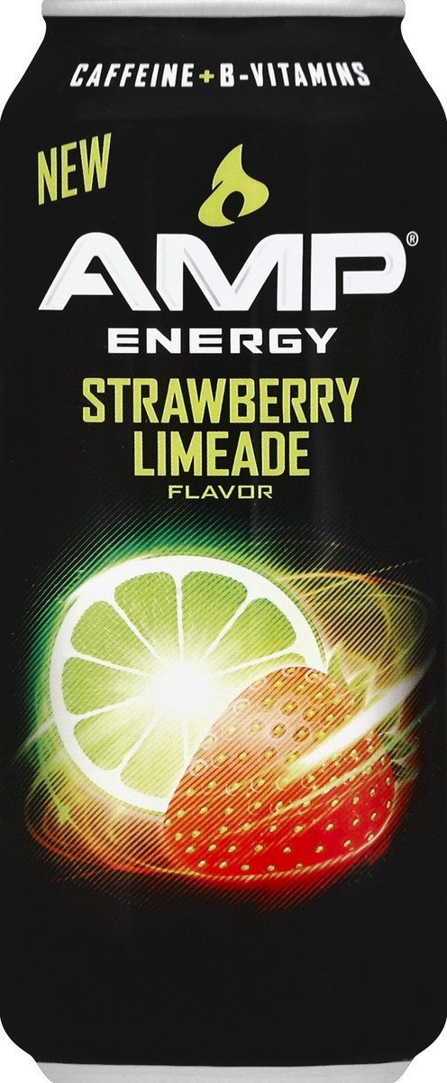 slide 2 of 6, AMP Strawberry Limeade, 16 fl oz