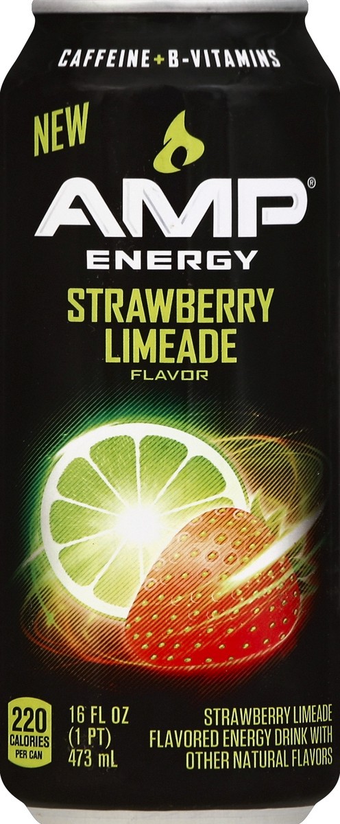 slide 3 of 6, AMP Strawberry Limeade, 16 fl oz