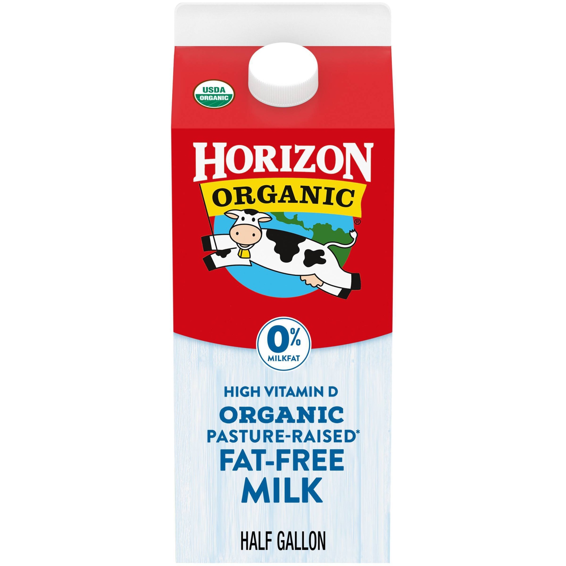 slide 1 of 4, Horizon Organic Organic 0% Fat Free Milk, 1/2 gal