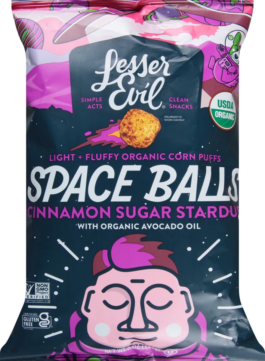 slide 11 of 11, LesserEvil Cinnamon Sugar Stardust Space Balls with Organic Avocado Oil 5 oz, 5 oz