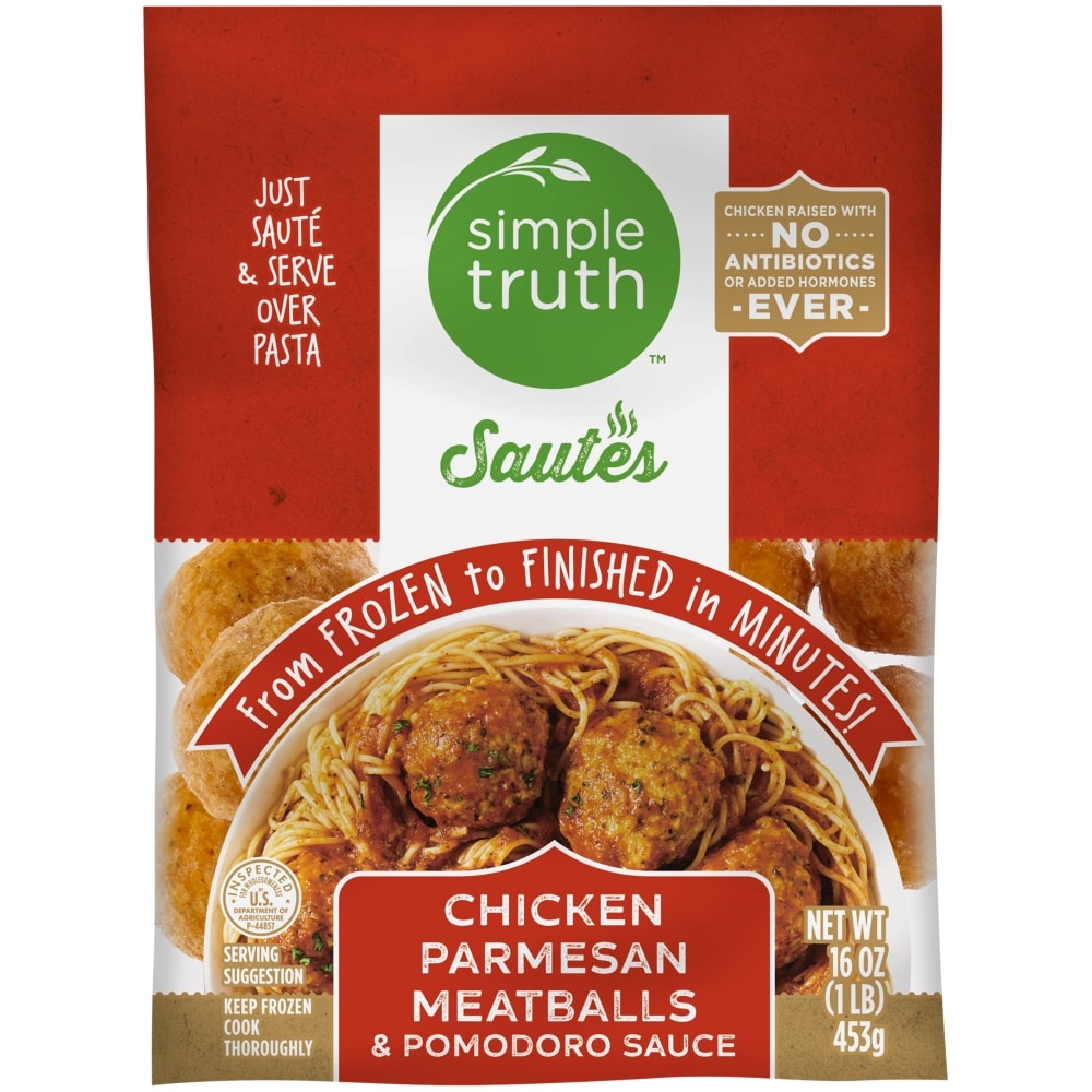 slide 1 of 1, Simple Truth Chicken Parmesan Meatballs Pomodoro, 16 oz