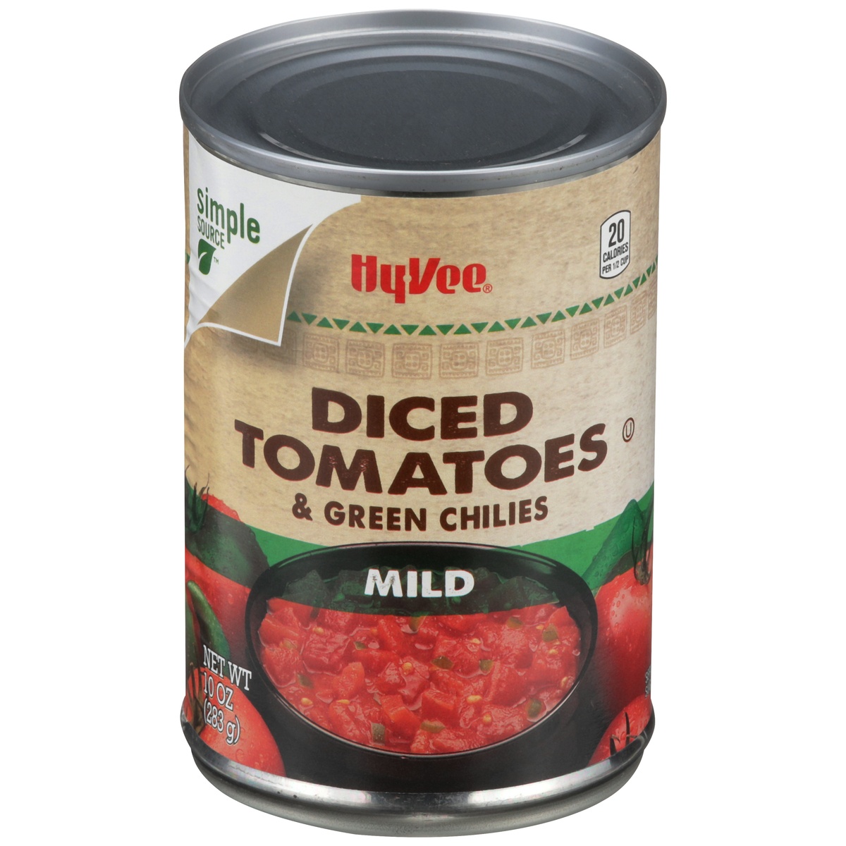 slide 1 of 1, Hy-vee Mild Diced Tomatoes & Green Chilies, 10 oz