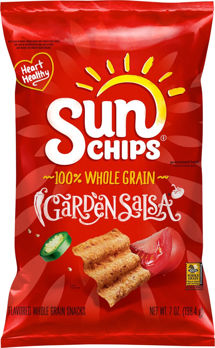 slide 1 of 4, SunChips Flavored Whole Grain Snacks Garden Salsa 7 Oz, 7 oz