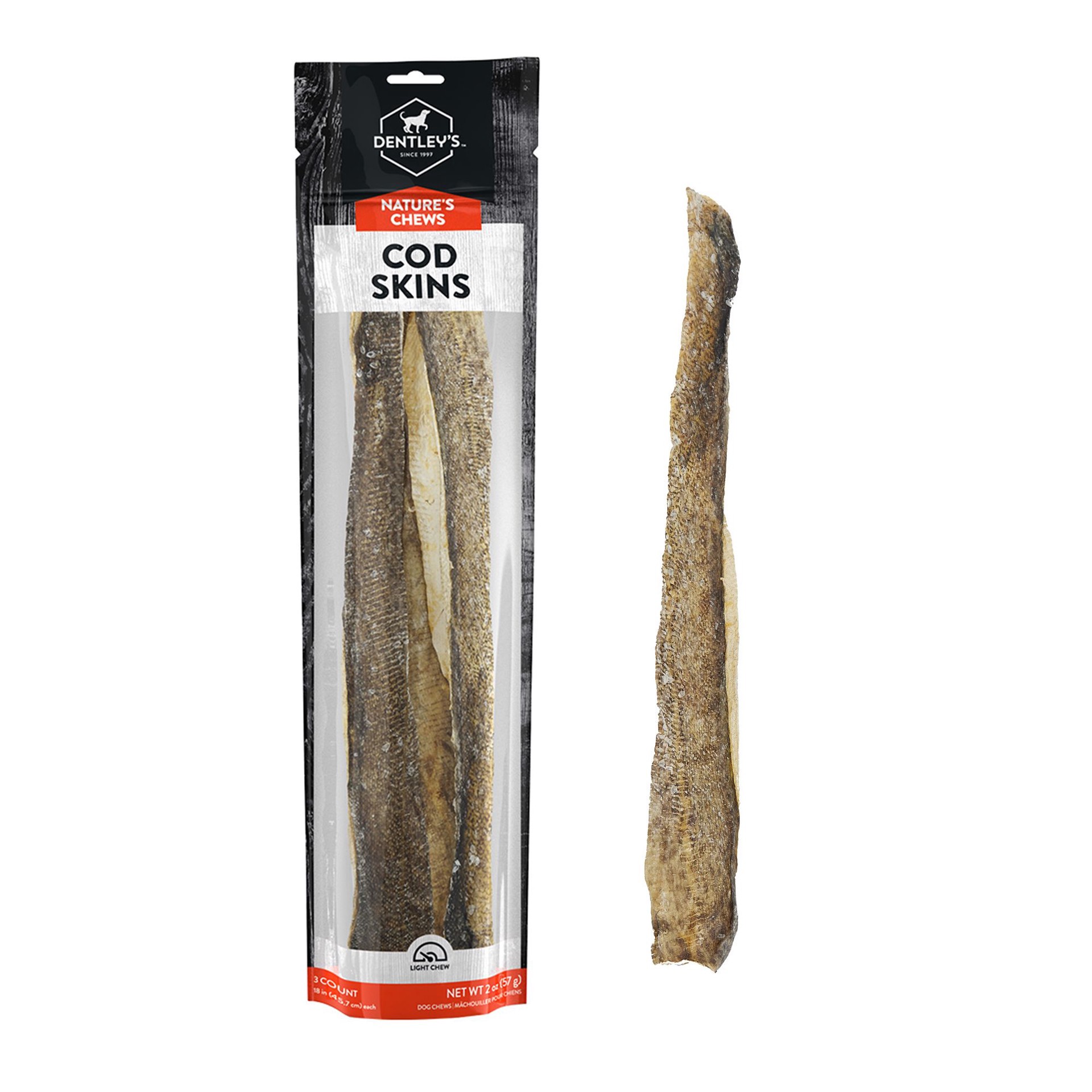 slide 1 of 1, Dentley's Natural Chews Cod Skins 2 OZ, 3 ct